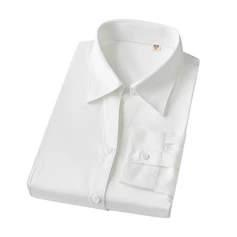 XW6005 WHITE FINE TWILL V-NECK